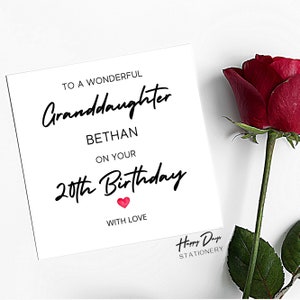 Carte d'anniversaire 20e petite-fille, carte d'anniversaire 20e pour petite-fille, carte d'anniversaire 20e, anniversaire de petite-fille, 20e, 20 ans, 20