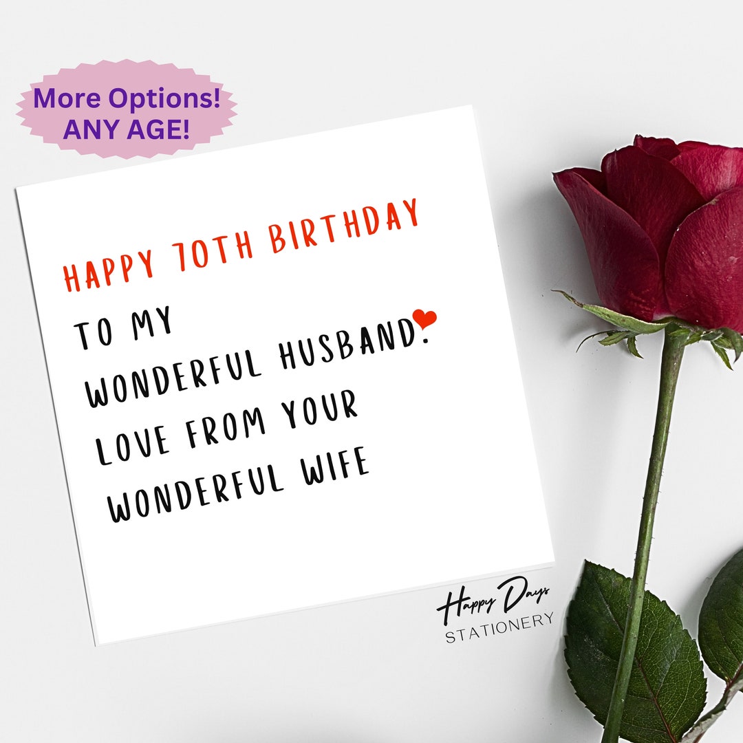 Fun 70th Birthday Card For Husband With Bonus Badge - Large 9x6 Inch Design