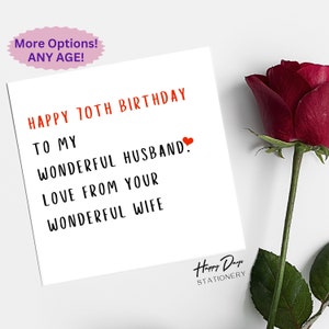Biglietto di auguri per il compleanno del marito, 70° compleanno, marito meraviglioso, biglietto di auguri per il 70° compleanno del marito, marito 70° compleanno, 70° compleanno, marito, 70