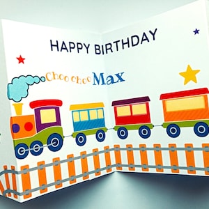Tarjeta de cumpleaños para nieto Tarjeta de cumpleaños de tren personalizada para nieto, cualquier edad, 1.º, 2.º, 3.º, 4.º, 5.º, 6.º, feliz cumpleaños nieto, 2.º, 3.º