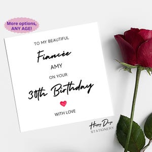 Fiancée Birthday Card Wonderful Fiancee Birthday Card, 30th Birthday Card for Fiancée, Fiancée 30th Birthday Card, 30 Year Old, 30, 30th