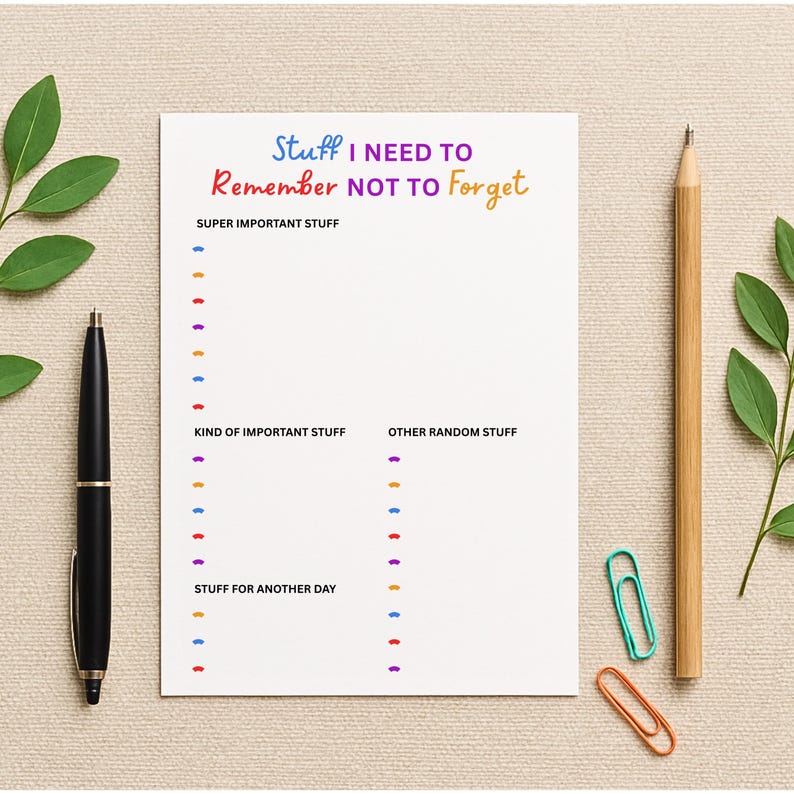 Notepad Random Things Things I Need to Remember Notepad, A5 to Do List Daily Planner ...