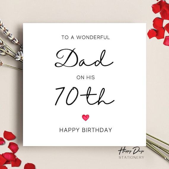 Wonderful Dad 70th Birthday Card, 70th Birthday Card for Dad, Dad