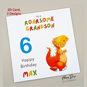 Carte d'anniversaire 3D pour petit-fils de dinosaure, carte d'anniversaire de petit-fils, carte d'anniversaire tactile, carte de dinosaure, carte pour jeune garçon, carte pour petit-fils