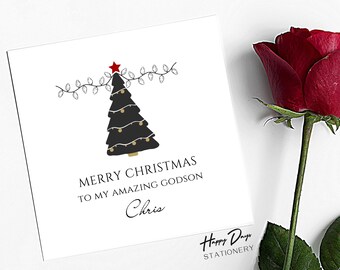 Weihnachtskarte Für Den Patensohn – Mit Niedlichem Weihnachtspullover-Design & Silberner Folie
