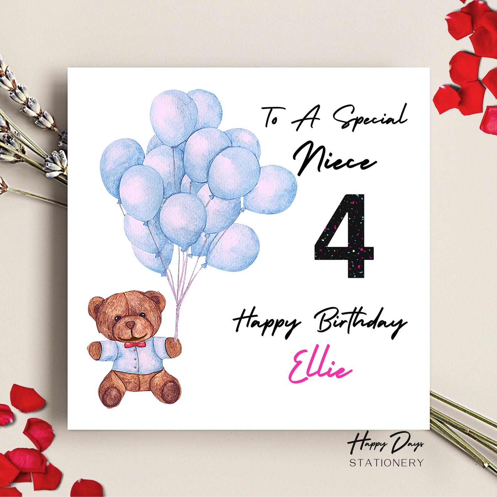 4th Birthday Card for Niece Fourth Birthday Card Niece Etsy