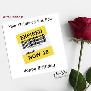 18th Birthday Card Funny Expired Childhood 18 Birthday Card, Card for 18th Birthday, 18 Year Old Girl, 18 Year Old Boy, 18, 18th Birthday image 6