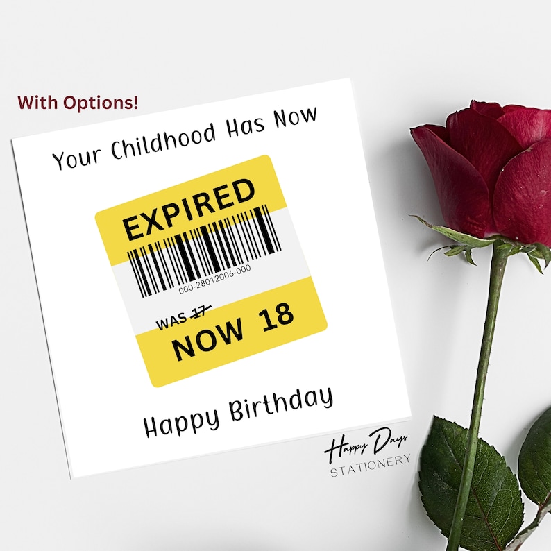 18th Birthday Card Funny Expired Childhood 18 Birthday Card, Card for 18th Birthday, 18 Year Old Girl, 18 Year Old Boy, 18, 18th Birthday image 6