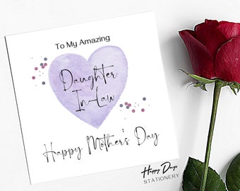 Mother's Day Card for Daughter-In-Law, Amazing Daughter In-Law Mothers Day Card, Happy Mother's Day, Card for Daughter-In-Law