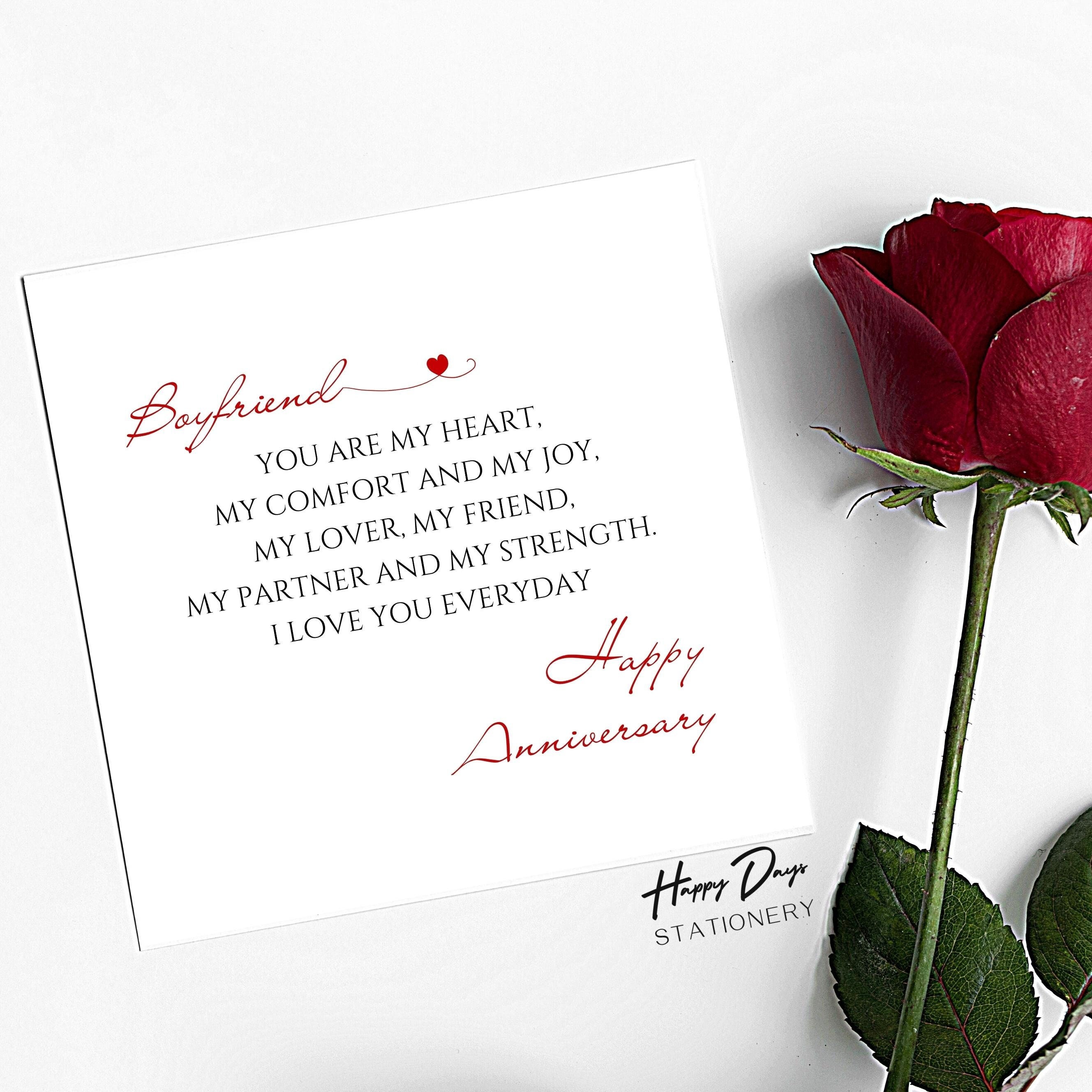 Special Boyfriend Anniversary Card Romantic Anniversary Card 