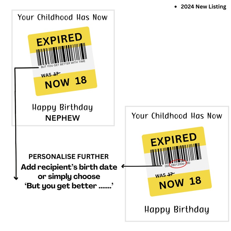 18th Birthday Card Funny Expired Childhood 18 Birthday Card, Card for 18th Birthday, 18 Year Old Girl, 18 Year Old Boy, 18, 18th Birthday image 2
