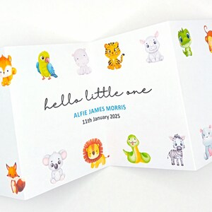 Hello Little One Baby Congratulations Card for New Parents, Safari Jungle Animals Baby Arrival Card, Congratulations on Your New Baby Card