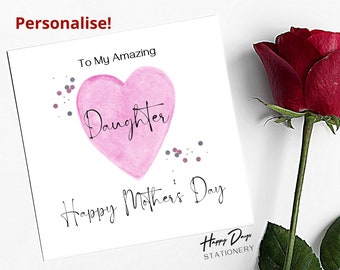Mother's Day Card for Daughter, Amazing Daughter Mothers Day Card, Happy Mother's Day, Card for Daughter