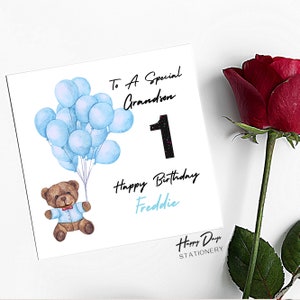 Carte de 1er anniversaire pour petit-fils, carte de premier anniversaire, anniversaire de petit-fils, petit-fils de 1 an, personnalisée, carte d'un an, petit-fils