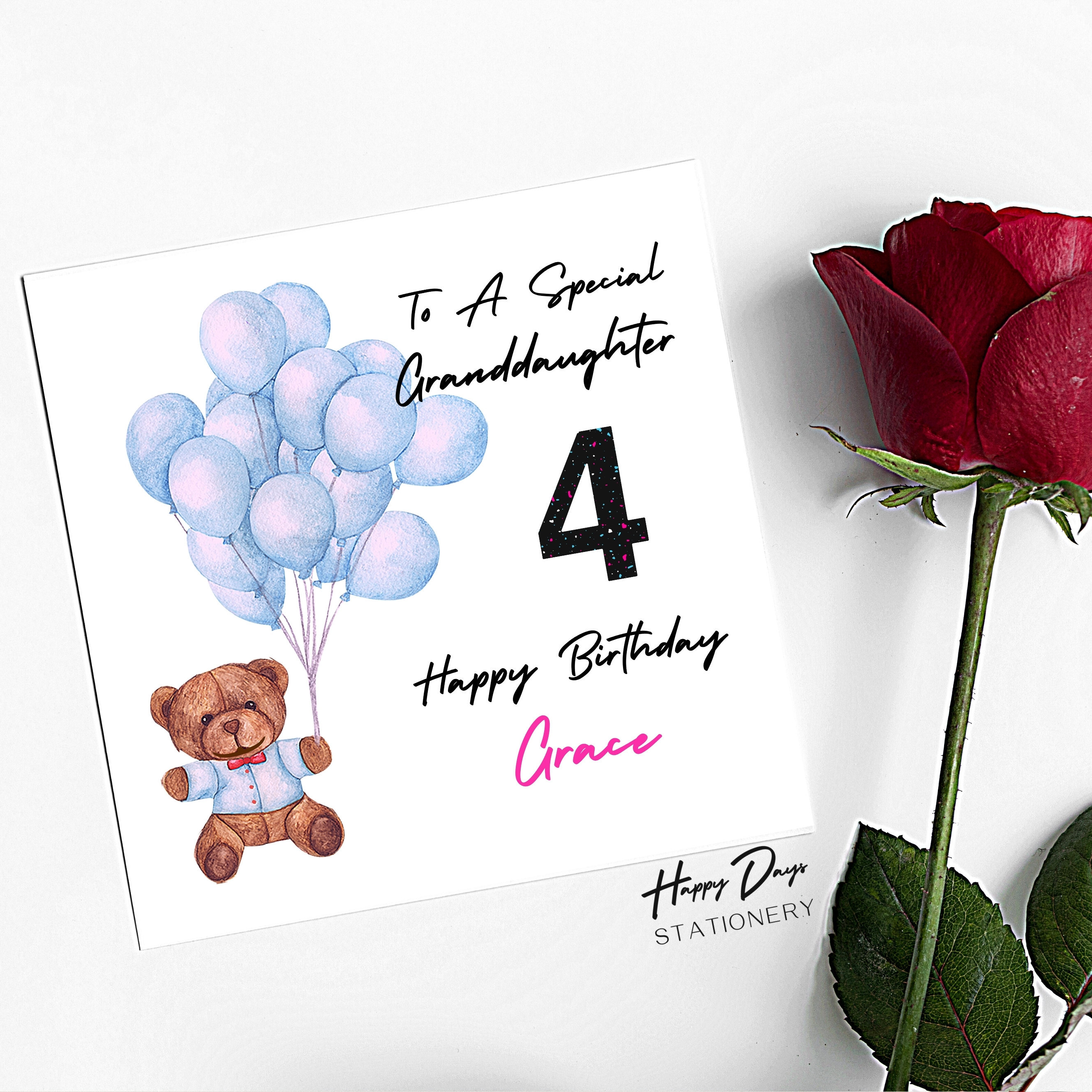 4th Birthday Card for Granddaughter Fourth Birthday Card Etsy UK