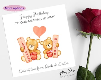 Mummy Birthday Card, Birthday Card for Mummy, Love Mummy Cute Bear Birthday Card, Card for Mummy’s Birthday