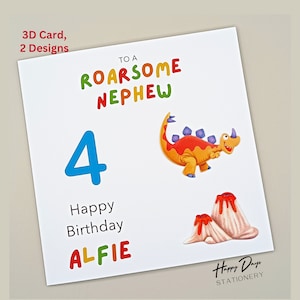 Cartão de aniversário 3D para sobrinho Cartão de aniversário de sobrinho dinossauro, idade 1/2/3/4/5/6/7/8, cartão de aniversário tátil, cartão de dinossauro, cartão para sobrinho jovem