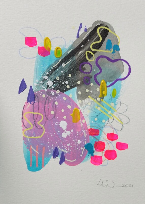 Art & Collectibles Acrylic Painting 400gsm Small abstract painting 6x8 ...
