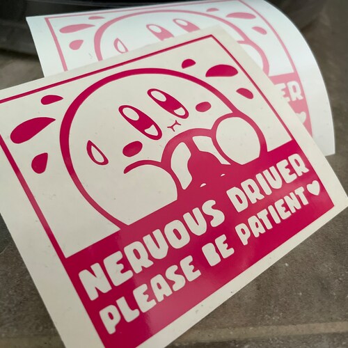 Nervous Kirby Car Stickers for New Drivers Cute Cartoon Decal Etsy