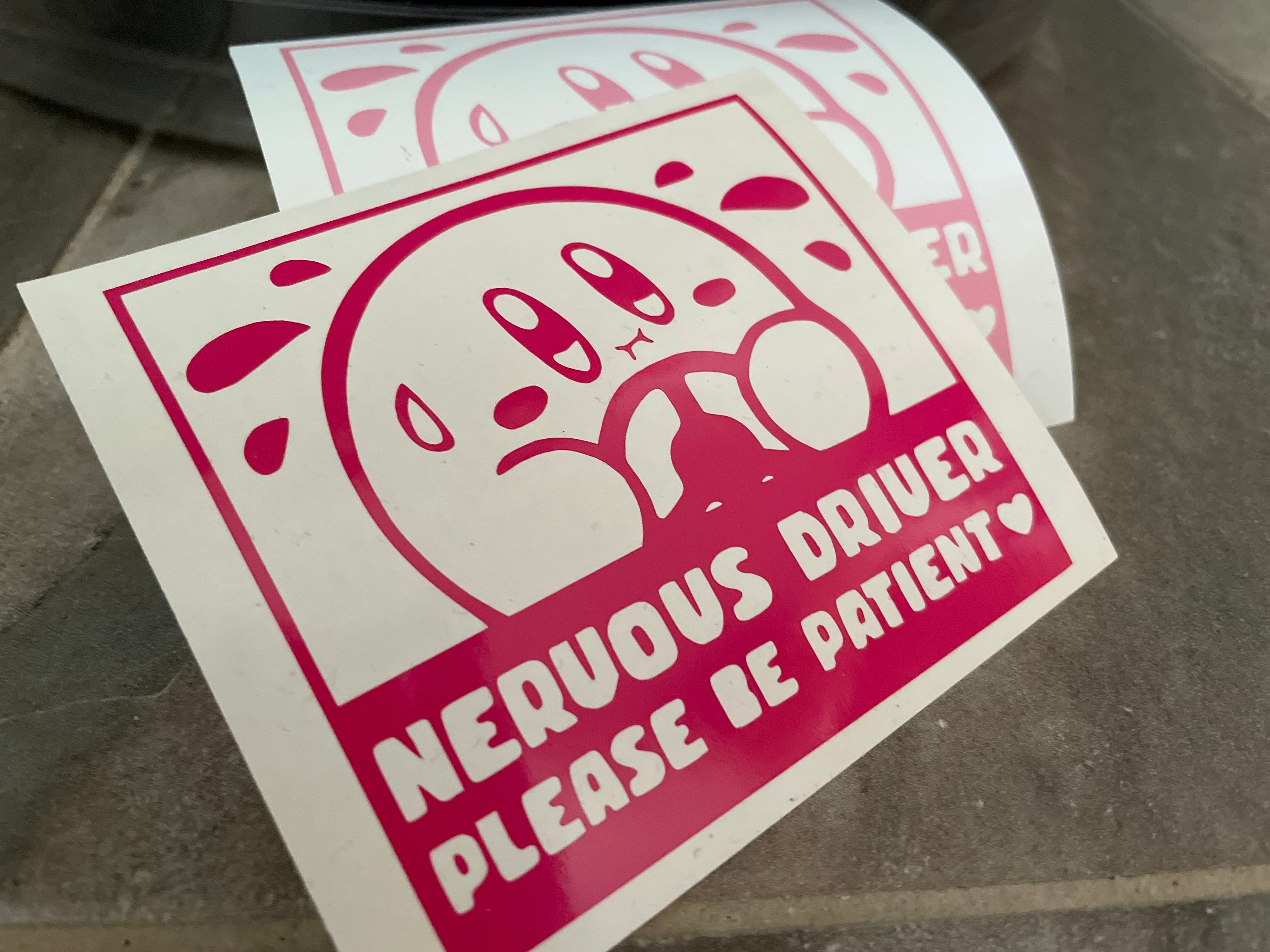 Nervous Kirby Car Stickers for New Drivers Cute Cartoon Decal Etsy