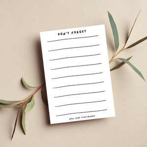 N'OUBLIEZ PAS • Bloc-notes 4 x 6 avec lignes de 50 feuilles • Joli bloc-notes de rappel de lignes ondulées • Fournitures de bureau fonctionnelles • Bloc de rappel quotidien