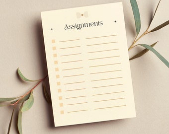 50 Sheet Brown Student Assignment Tracker Notepad • 3X4 Small Student Organizer Assignment Planner • Cute Goal & Deadline Checklist Notepad