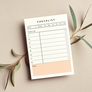50 Sheet Pastel Orange Weekly Sticky Notepad| Minimalist Daily To Do List For Studying, Self-Care, Groceries| Daily Routine Checklist