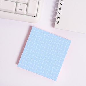 Sky Blue • Square Grid Sticky Note • 50 Sheet 3M Post-it Notes • Blue •  Cute Basic Stationery • Sustainable Post-it® Note Pads