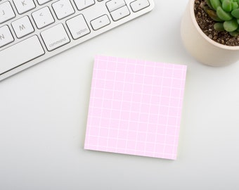 Pink Marshmallow Cloud • Square Grid Sticky Note • Sustainable Post-it® Note Pad