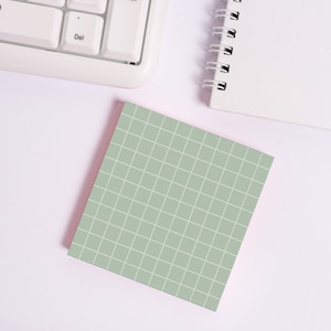 Sage Green • Square Grid Sticky Note • 50 Sheet 3M Post-it Notes • Green • Cute Basic Stationery • Sustainable Post-it® Note Pads