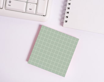 Sage Green • Square Grid Sticky Note • 50 Sheet 3M Post-it Notes • Green • Cute Basic Stationery • Sustainable Post-it® Note Pads