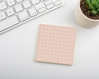 Pink Champagne • Square Grid Sticky Note • Sustainable Post-it® Note Pad