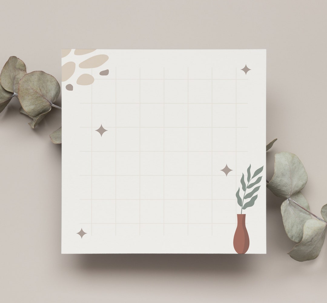 30 Sheet Boho Plant Minimalist Memo Pad Minimalist 3 X 3 Etsy