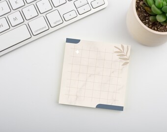 Celestial Stardust Blue Beige Memo • Square Grid Sticky Note • Sustainable Post-it® Note Pad
