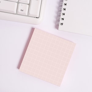 Ivory Blush • 50 Sheet Square Grid Sticky Notes • 3x3 Post-it Notes • White • Cute Aesthetic Stationery • Sustainable Post-it® Note Pads