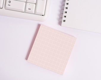 Ivory Blush • 50 Sheet Square Grid Sticky Notes • 3x3 Post-it Notes • White • Cute Aesthetic Stationery • Sustainable Post-it® Note Pads