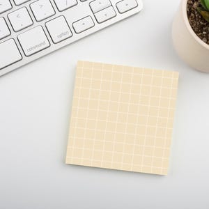 Vanilla Cream • Yellow Graph & Plain Post-it® Note Pads • 50 Sheet Warm Cream To-Do List • Minimalist 3x3 Memo Pad Desk Accessories