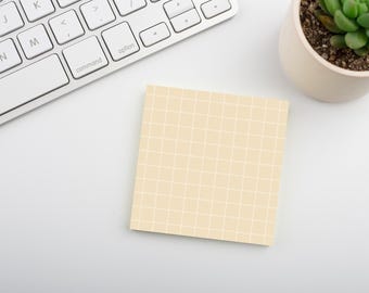 Vanilla Cream • Yellow Graph & Plain Post-it® Note Pads • 50 Sheet Warm Cream To-Do List • Minimalist 3x3 Memo Pad Desk Accessories