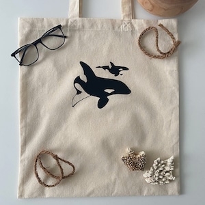 Katoenen ORCA-tas | Orkababy en moeder | Orka | Orkacadeau | 100% katoen | Draagtas orka | Plasticvrije verpakking