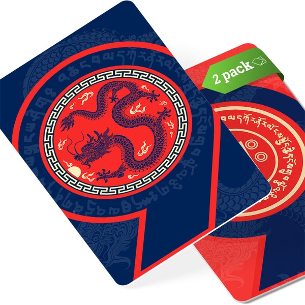 The Lucky 9 & Dragon Feng Shui Amulet Card, Symbol of Windfall Luck and Wealth, Feng Shui Gift, Pocket-Sized Talisman, Made in USA (2 Pack)