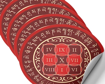 Sum of Ten Amulet Feng Shui Stickers, Symbol of Luck and Positive Energy, Feng Shui Gift, Decor Stickers, Made In USA (5 Pack)
