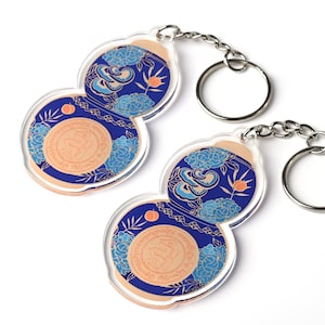 Healing Herbs Longevity Wu Lou Amulet Feng Shui Keychains, Symbol of Good Health & Prosperity, Feng Shui Gift, Acrylic, Made In USA (2 Pack)