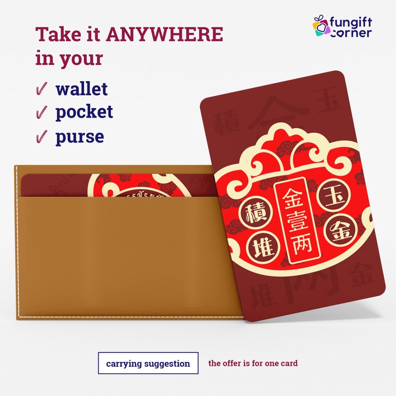 Traditional Wealth Lock Coin Feng Shui Amulet Card, Symbol of Safeguard