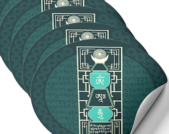 Emerald Five Element Pagoda, Feng Shui Gift, Symbol of Protection Against 5 Yellow Star & Bad Energies, Decor Stickers, Made In USA (5 Pack)