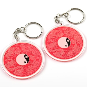 Yang More Than Yin Feng Shui Amulet Keychains, Symbol of Yang Energy, Feng Shui Gift, Lightweight Acrylic, Made In USA, (2 Pack)
