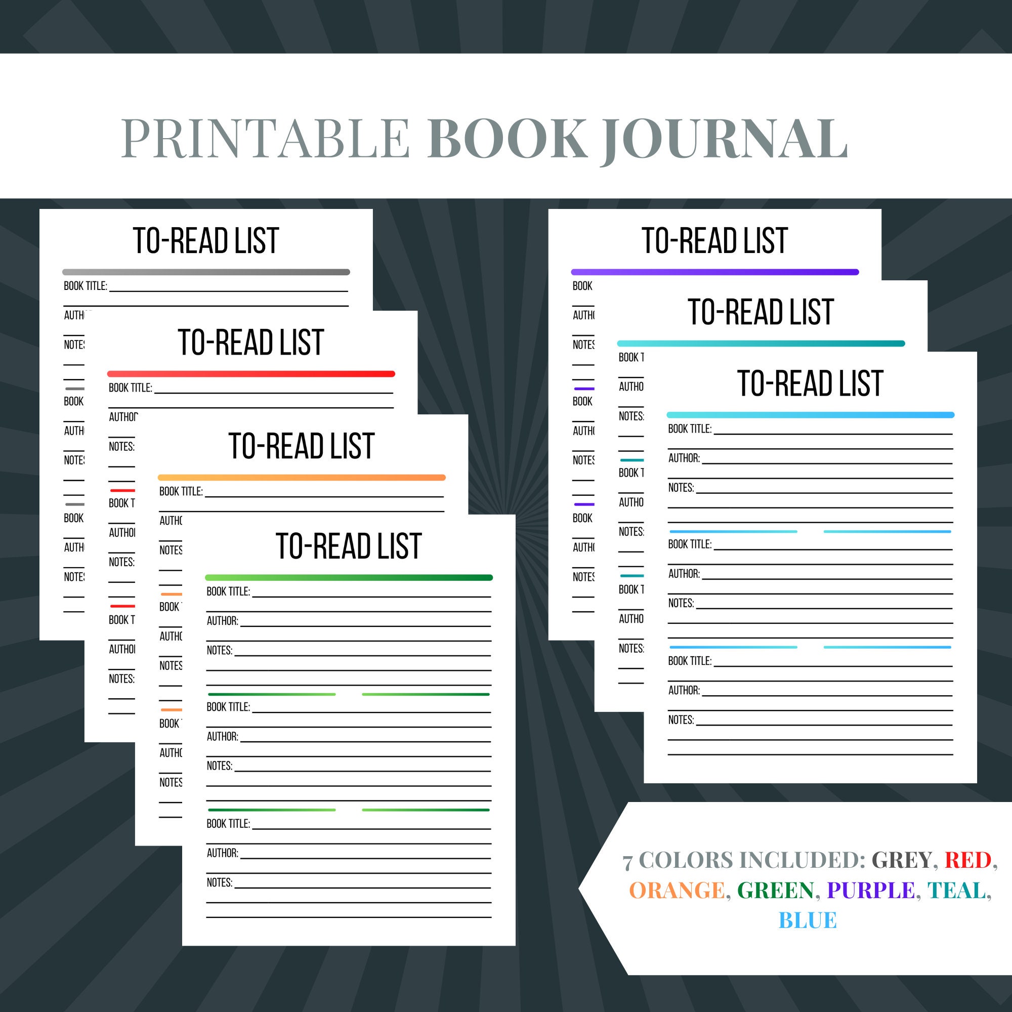 Printable Book Journal Template Book Reading Log and Review | Etsy