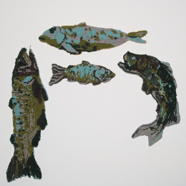 Rug tufted fish - handmade art for your wall