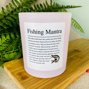 Funny Fishing Positive Affirmation Candle | Personalised Fishing Gift | Gift for Fishermen - Light Pink Glass Jar