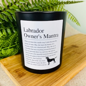 Labrador Owner's Funny Affirmation Candle | Personalised with Dogs Name | Dog Lovers Gift - Matt Black Glass Jar