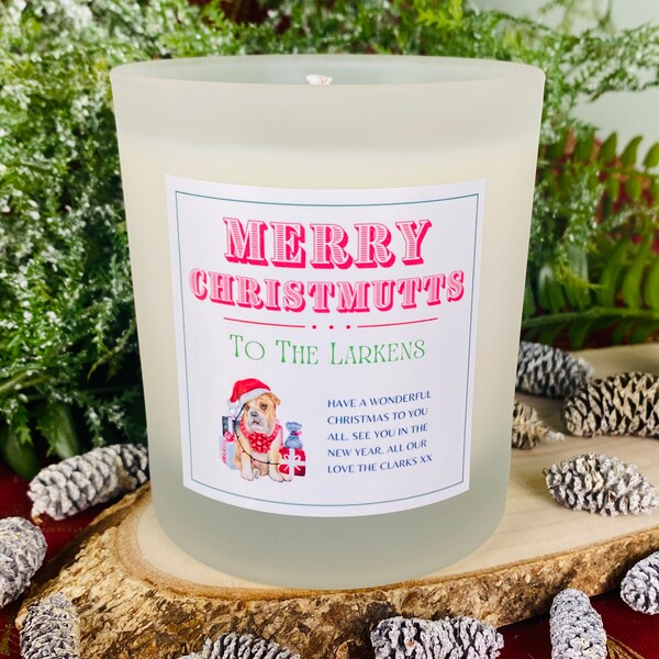 Personalised Christmas Candle Gift | Boxer Dog Xmas Present | Dog Lover Gift | Xmas Home Decoration Candle - Frosted Glass Jar